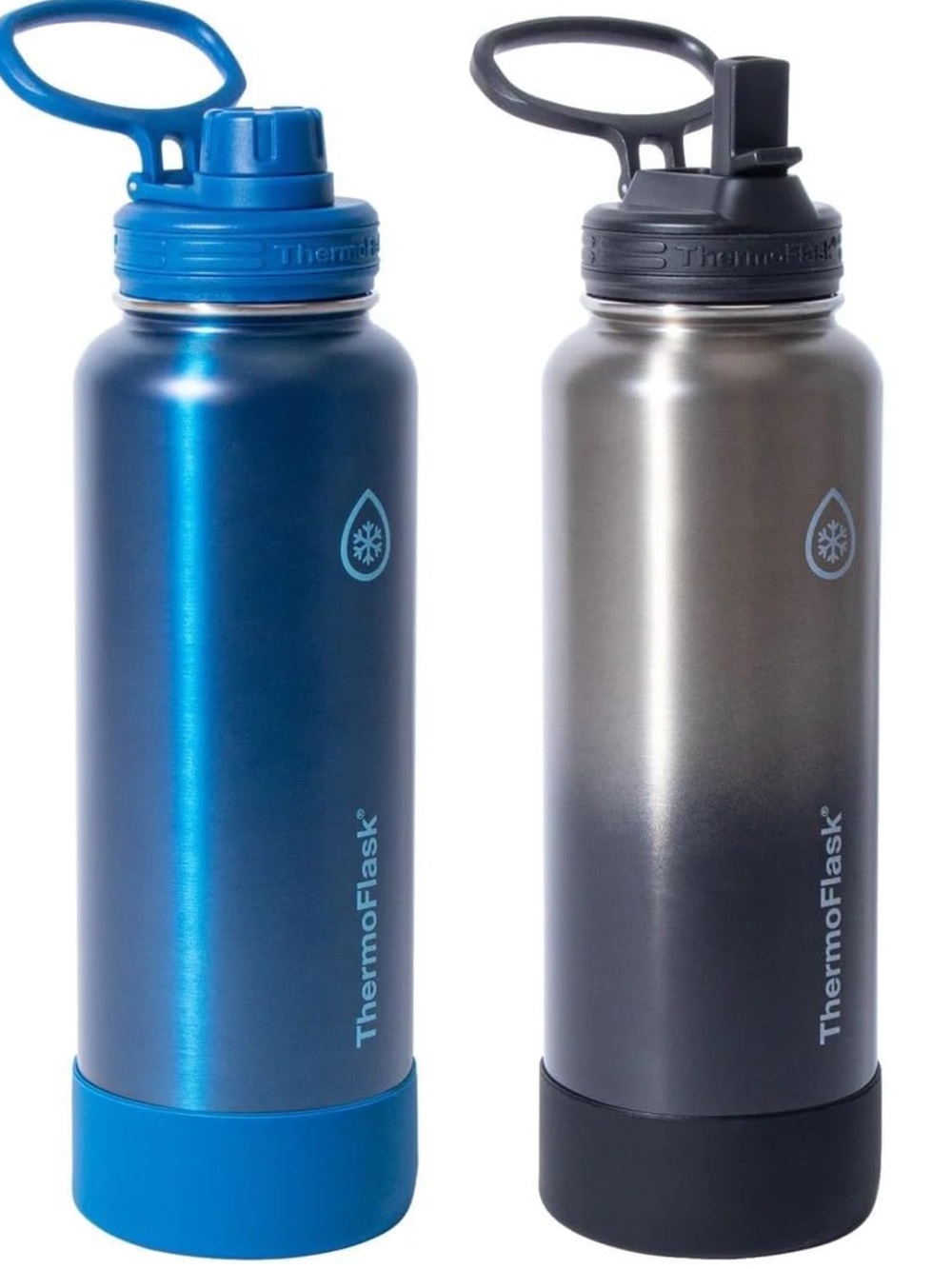ThermoFlask Stainless Steel Water Bottle, 40 oz, 2-Pack (Silver/Blue Brushed) - Picture 2 of 6